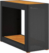 vidaXL Patio Side Table - Outdoor Garden Coffee Table with Black Poly Rattan Frame & Acacia Wood Top - Photo 1