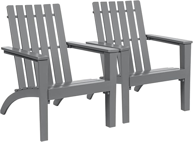 Giantex Adirondack Chair Set of 2 Acacia Wood Outdoor Chairs, 350 lbs Weight Capacity, Weather Resistant Campfire Chairs for Lawn Seating, Garden, Poolside, Balcony, Patio Lounger, Black