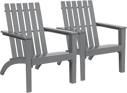 Giantex Adirondack Chair Set of 2 Acacia Wood Outdoor Chairs, 350 lbs Weight Capacity, Weather Resistant Campfire Chairs for Lawn Seating, Garden, Poolside, Balcony, Patio Lounger, Black