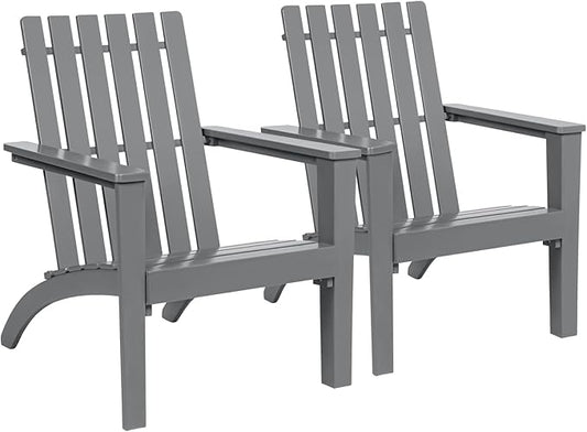 Giantex Adirondack Chair Set of 2 Acacia Wood Outdoor Chairs, 350 lbs Weight Capacity, Weather Resistant Campfire Chairs for Lawn Seating, Garden, Poolside, Balcony, Patio Lounger, Black