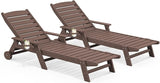 SERWALL Patio Chaise Lounge Chair Set of 2, 78'' Long 5-Positions Adjustable HDPE Outdoor Lounger for Pool - Photo 1