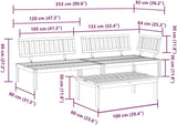 vidaXL 3 Piece Solid Acacia Wood Garden Pallet Sofa Set, Garden Table and Chair Set, Balcony Furniture Set - Photo 9