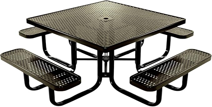 COATEDOUTDOORFURNITURE Heavy-Duty Portable Outdoor Kids Table with Umbrella Hole, Punched Steel Kids Picnic Table - Photo 1