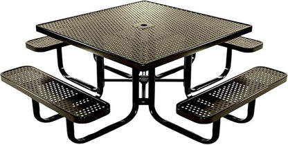COATEDOUTDOORFURNITURE Heavy-Duty Portable Outdoor Kids Table with Umbrella Hole, Punched Steel Kids Picnic Table, Commercial-Grade, Made in America (46 in, Square, Childrens, Textured Gold Vein)