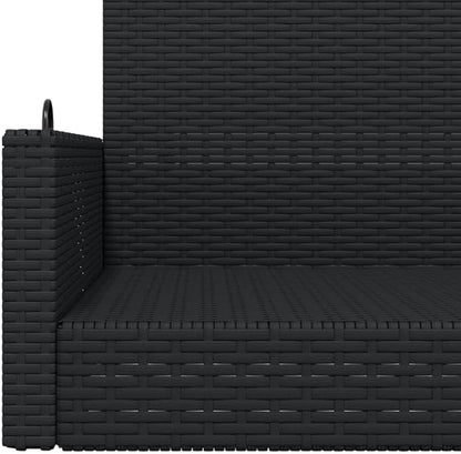 Black PE Rattan Swing Bench with Powder-Coated Steel Frame, 2-Seater Outdoor Patio Furniture for Garden and Balcony, UV-Resistant Modern Design for Relaxation