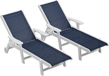 Outdoor Chaise Lounge Chair Set of 2, 5-Position Adjustable Pool Lounge Chair with Wheels & Cup Holder - Photo 1