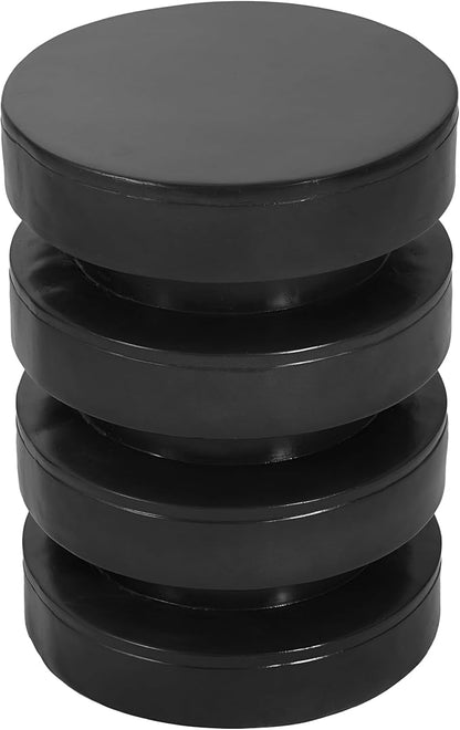 Christopher Knight Home Jeru Lightweight Concrete Round Coffee Table, Indoor and Outdoor Side Table for Living Room, MGO Small Side Table, 3-Tier Design, No Assembly Needed, Black