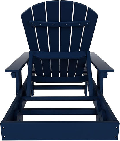 WestinTrends Dylan 3 Piece Adirondack Reclining Chaise Lounge with Arms Navy Blue