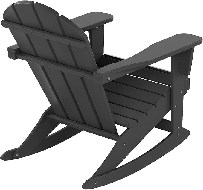 WestinTrends Malibu Outdoor Patio Porch Rocking Adirondack Chair (Set of 4), Gray