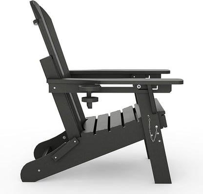 WestinTrends Malibu Folding Adjustable Adirondack Chair with Retractable Ottoman and Cup Holder, Gray