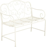 roomfitters Vintage Metal Garden Bench, Elegant Scrollwork Design, Weather-Resistant Outdoor Loveseat, Antique White - Photo 4