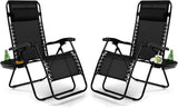 Tangkula Set of 2 Zero Gravity Chair, Folding Patio Lounge Chair Adjustable Outdoor Recliner with Cup Holder - Photo 1