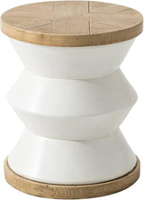 COSIEST White Outdoor Side Table, Round MgO Concrete End Patio Side Table - Photo 5