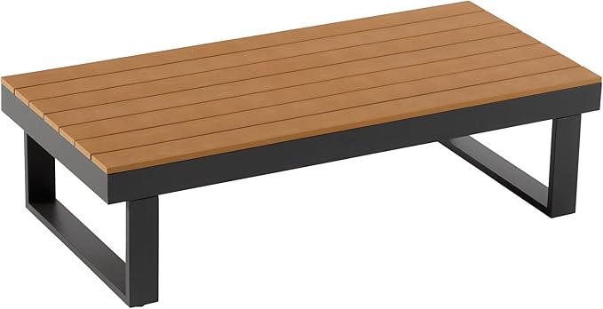 Outdoor Sectional Sofa Set with Adjustable Reclining Seats, L-Shaped or Straight Configurable Patio Conversation Set, Weather-Resistant WPC Tables & Water-Resistant Cushions for Backyard