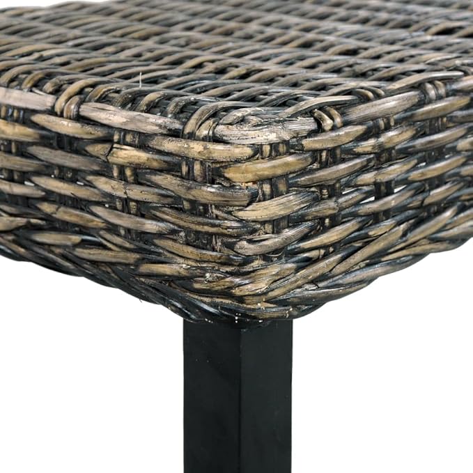 Bench,Outdoor Garden Park Bench, Furniture Outdoor Patio Bench, Suitable for Patio Seat, Garden, Poolside, Balcony,Bench 43.3" Black Natural Kubu Rattan and Solid Mango Wood