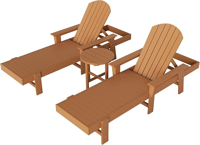 WestinTrends Dylan 3 Piece Adirondack Reclining Chaise Lounge with Arms Teak
