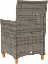 Patio Chairs with Cushions 2 pcs Gray Poly Rattan&Solid Wood, Suitable for patios, Gardens, Balconies - Photo 8