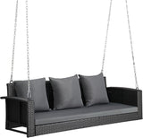 5FT Wicker Porch Swing for 3 Person, 1000lb Capacity Outdoor Hanging Bench with 3 Removable Cushions - Photo 1