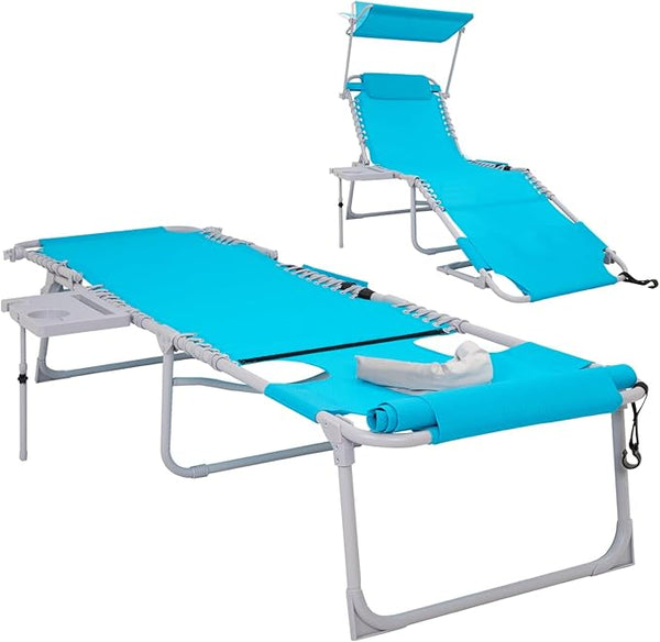 #WEJOY 4 in 1 Tanning Chair with Face Hole & Canopy & Side Table - Photo 1