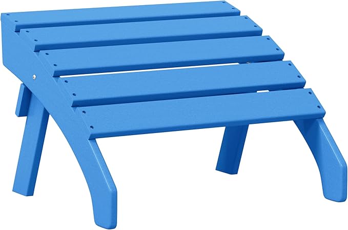 Costaelm Portside Outdoor Patio HDPE Adirondack Ottoman Footrest, Pacific Blue