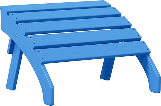 Costaelm Portside Outdoor Patio HDPE Adirondack Ottoman Footrest, Pacific Blue