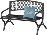 On Shine 50'' Patio Garden Bench, Loveseats Patio Park Bench, Black Steel Cast Iron Frame Bench - Photo 1