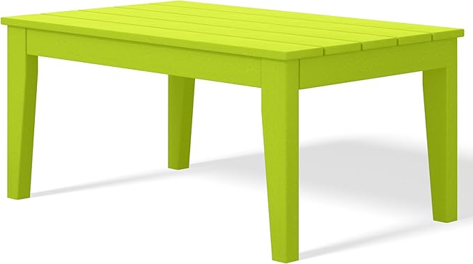 Costaelm Adirondack Outdoor Coffee Table, HDPE Drink Table Weather Resistant, Patio Porch Accent Balcony Table Outdoor End Table for Pool, Seaside, Backyard, Lime
