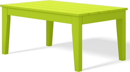Costaelm Adirondack Outdoor Coffee Table, HDPE Drink Table Weather Resistant, Patio Porch Accent Balcony Table Outdoor End Table for Pool, Seaside, Backyard, Lime