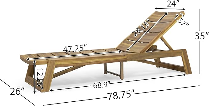 Christopher Knight Home Maki Outdoor Acacia Wood Chaise Lounge with Cushion (Set of 2), Teak and Cream - Photo 7