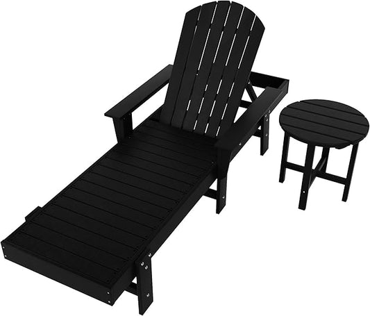 WestinTrends Dylan 2 Piece Adirondack Reclining Chaise Lounge with Arms Black
