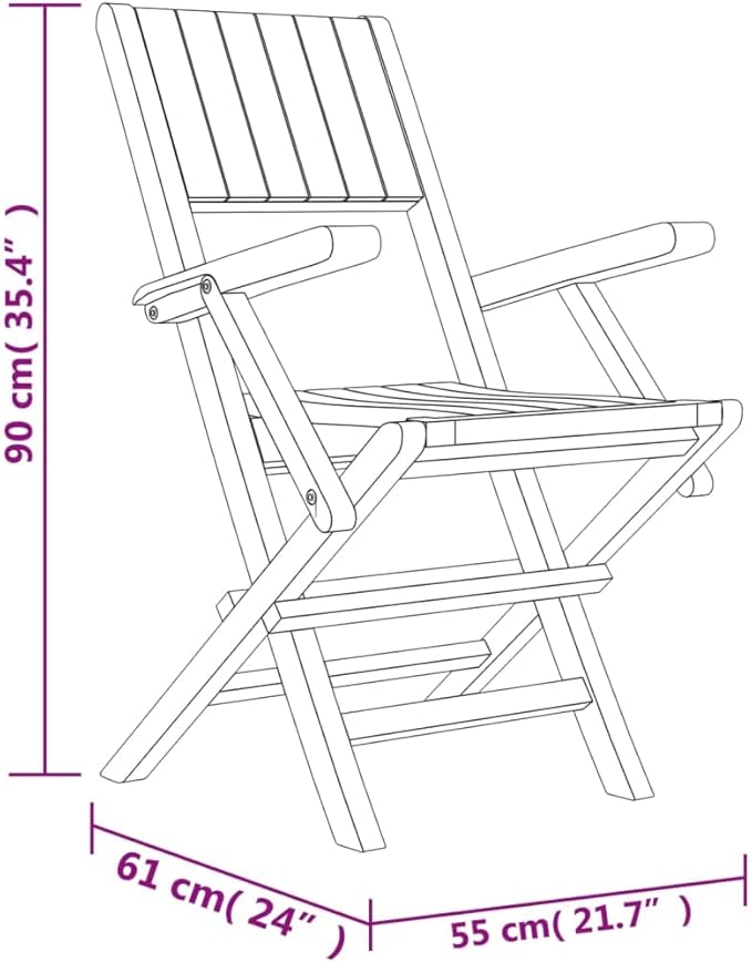 Folding Patio Chairs 4 pcs 21.7"x24"x35.4" Solid Wood Teak Outdoor Chairs Furniture Balcony Furniture Suitable for Gardens, Pools, patios.