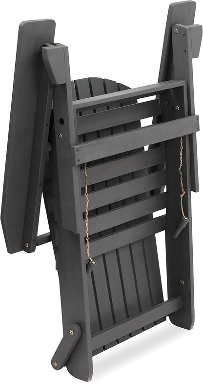 Amazon Aware FSC Certified Outdoor Folding Adirondack Chair, Acacia Wood, Dark Grey