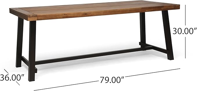 Merax Outdoor Dining Table for 8 Person, Rectangle Weather Resistant Patio Furniture for Yard, Garden, and Lounge, Teak