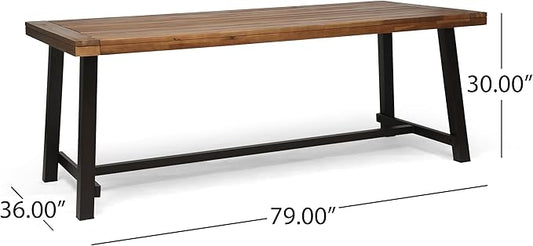 Merax Outdoor Dining Table for 8 Person, Rectangle Weather Resistant Patio Furniture for Yard, Garden, and Lounge, Teak