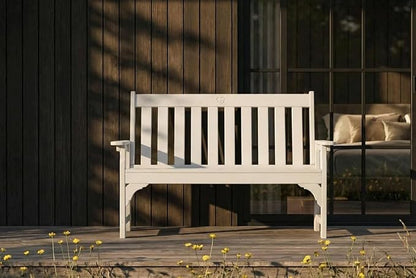 HDPE Garden Bench, All Weather 2-Person Outdoor Benches, Rust Free & Fade Resistant Patio Benches for Garden, Porch, Backyard, Deck, Lawn, Balcony, Poolside (White, 1 Beach)