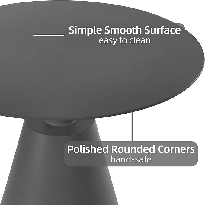 19.5''Φ Outdoor Round Coffee Table Weather-Resistant Aluminum Side Table for Balcony, Patio, Garden, Bedroom (Grey)