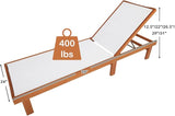 COSTWAY Patio Wood Chaise Lounge Chair, Strong Eucalyptus Wood Frame - Photo 3