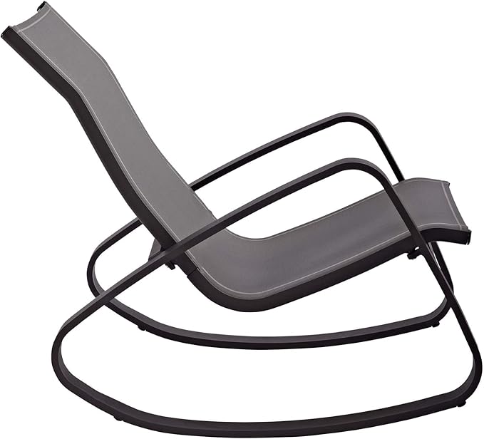 Modway Traveler Outdoor Patio Aluminum Mesh Rocking Sling Lawn Chair Glider in Black Black - Photo 3
