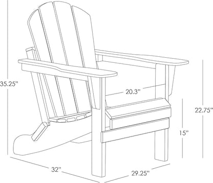 Costaelm Folding Patio Chairs Set of 2, Hdpe Adirondack Chairs Front Porch Furniture Outdoor Seating, All Weather Tanning Chair for Backyard Firepit Garden Lawn, Lime