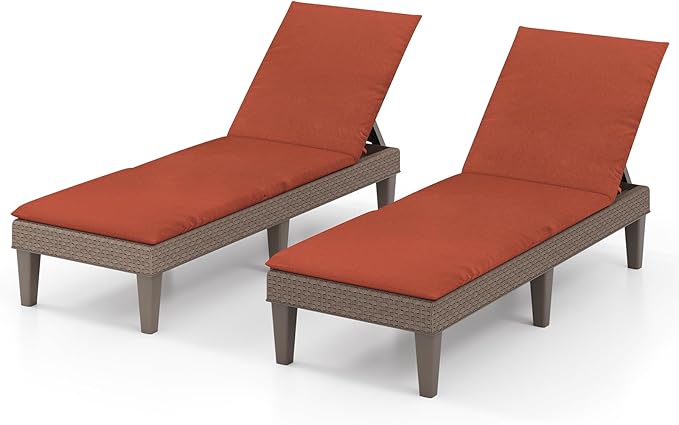 HAPPYGRILL Outdoor Chaise Lounge Chair Rattan Recliner Lounger with Removable Cushion & 3-Level Adjustable Backrest - Photo 1