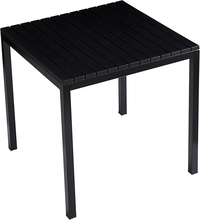 Plastic Outdoor Dining Table with Metal Legs, Weather Resistance, Home Patio Table, Restaraunt Outdoor Table - Photo 1