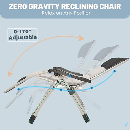 Slsy Zero Gravity Chair, Reclining Lounge Chair with Removable Tray for Indoor and Outdoor, Patio Recliner Folding Reclining Chair