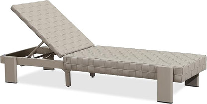 PURPLE LEAF Patio Lounge Chair Modern Luxury Outdoor Chaise Lounge 1 Piece with Adjustable Backrest Aluminum PU Leather Style Chaise Lounge Chairs for Pool Garden Backyard Beach, Tapue
