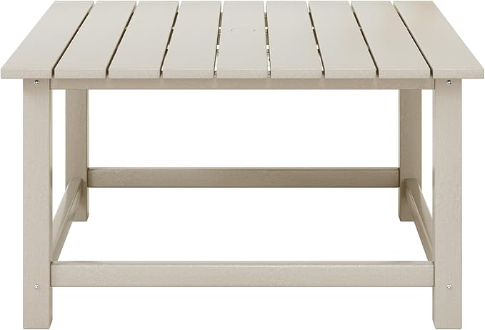 WestinTrends Malibu Low Outdoor HDPE Square Patio Coffee Table, Sand