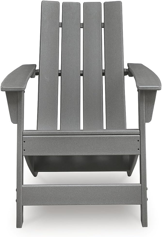Signature Design by Ashley Lone View Bay Casual Weather Resistant Outdoor Adirondack Chair with High Back, Gray