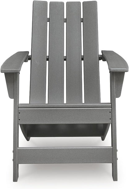 Signature Design by Ashley Lone View Bay Casual Weather Resistant Outdoor Adirondack Chair with High Back, Gray