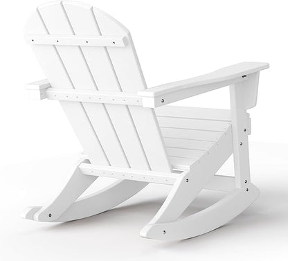 WestinTrends Malibu 2 Piece Set Outdoor/Patio Poly Adirondack Rocking Chairs (2 Seater), White