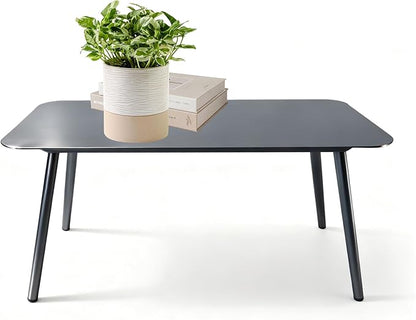 All-Weather Aluminum Outdoor Coffee Table | Modern & Durable Patio Furniture | Perfect for Balcony, Garden, and Poolside | Black (37 x 21.2 x16.5 in)