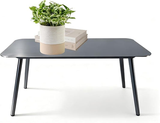 All-Weather Aluminum Outdoor Coffee Table | Modern & Durable Patio Furniture | Perfect for Balcony, Garden, and Poolside | Black (37 x 21.2 x16.5 in)