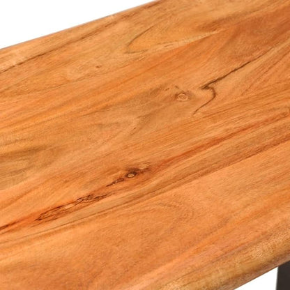 Live Edge Bench Solid Acacia Wood and Steel Medium Durable Industrial Style Indoor Outdoor Seating for Garden Hall Dining Area Brown Black